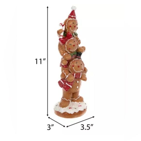 Stacked Gingerbread Decor Festive Gingerbread Family Holiday Decor - Picture 2 of 4